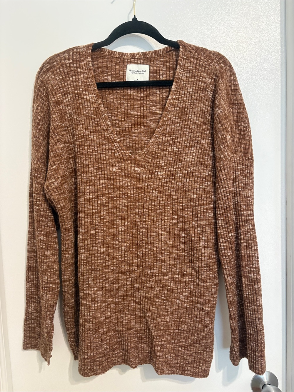 Abercrombie & Fitch Brown Marled V-Neck Sweater Super Soft Collection
